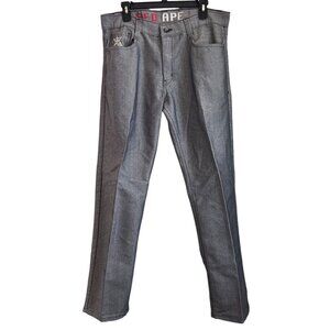 Vintage Y2K Red Ape Men Jeans Size 36 Gray Embroidered Denim Streetwear Skater